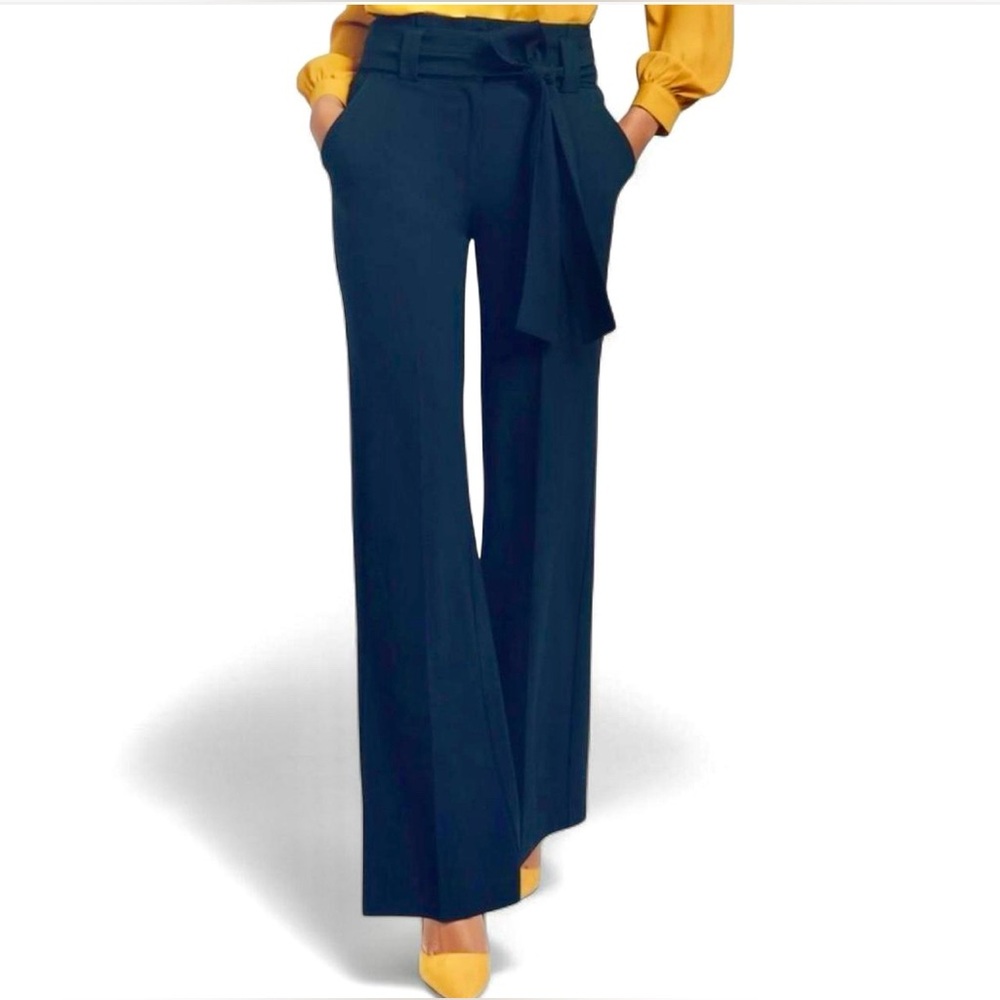 Y2K Navy Banana Republic Belted Wide Leg Trousers (Like New)
